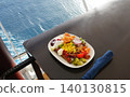 Dining Room Buffet aboard the abstract luxury cruise ship. Healthy breakfast at modern liner concept 140130815