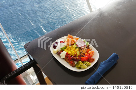 Dining Room Buffet aboard the abstract luxury cruise ship. Healthy breakfast at modern liner concept Dining Room Buffet aboard the abstract luxury cruise ship. Healthy breakfast at modern liner concept 140130815