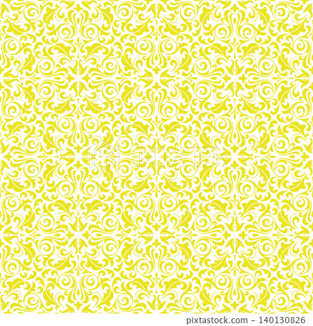 Floral pattern. Seamless vector background. Vintage wallpaper in the Baroque style. White and yellow ornament for fabric, wallpaper, packaging. Ornate Damask flower illustration Floral pattern. Seamless vector background. Vintage wallpaper in the Baroque style. White and yellow ornament for fabric, wallpaper, packaging. Ornate Damask flower illustration 140130826