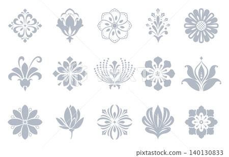 Flower icons set. Isolated elements for design. Vector graphics. Flower collection 140130833