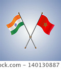 India and Morocco flag relations. Vector Illustration 140130887