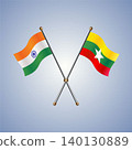 India and Myanmar flag relations. Vector Illustration 140130889