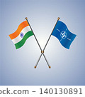 India and NATO flag relations. Vector Illustration 140130891