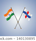 India and Netherlands Antilles flag relations. Vector Illustration 140130895