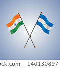 India and Nicaragua flag relations. Vector Illustration 140130897