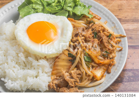 Pork kimchi and fried egg lunch Pork kimchi and fried egg lunch 140131084