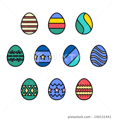 Easter Egg Icon Set - Colored Outline Easter Egg Icon Set - Colored Outline 140131441