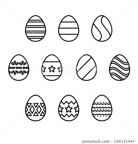 Easter Egg Icon Set - Line Outline Easter Egg Icon Set - Line Outline 140131447
