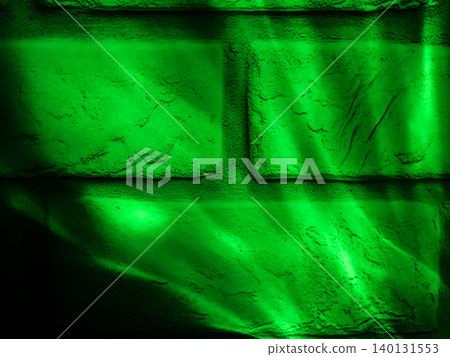 Bright Green Light Reflection On Brick Wall Bright Green Light Reflection On Brick Wall 140131553