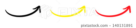Handwritten upward arrow set: Black, Red, Yellow 140131891