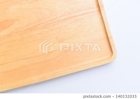 brown wooden tray isolated on white background 140132033