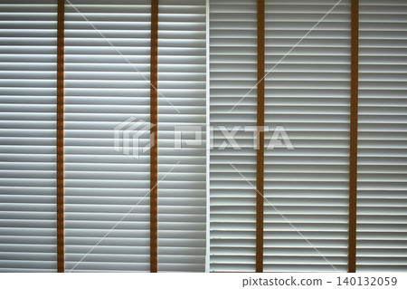 white window blinds in home, object for decorate interior of house 140132059