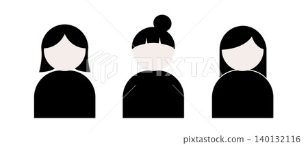 Simple female avatar icon set Simple female avatar icon set 140132116