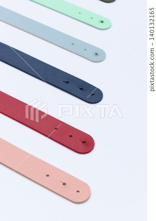 pastel colorful leather strap isolated on white background 140132165
