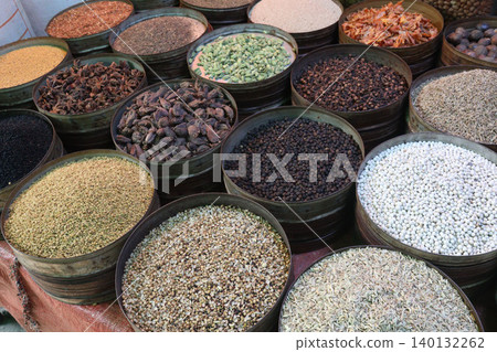 Collection of various healthy spices 140132262