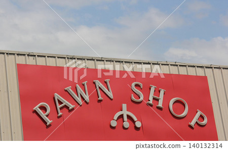 Pawn Shop Sign With Pawn Symbol Close up Pawn Shop Sign With Pawn Symbol Close up 140132314