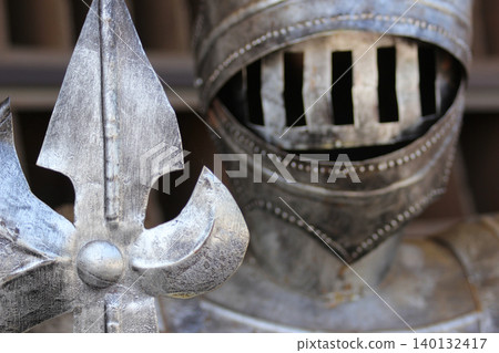 Vintage Knight Armor Decoration At Antique Shop 140132417