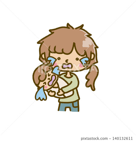 A crying baby and a distressed, crying mother. (No background) A crying baby and a distressed, crying mother. (No background) 140132611