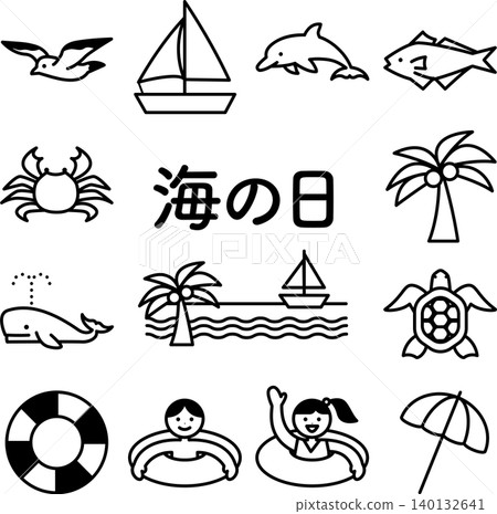 海洋日單色插畫集 海洋日單色插畫集 140132641