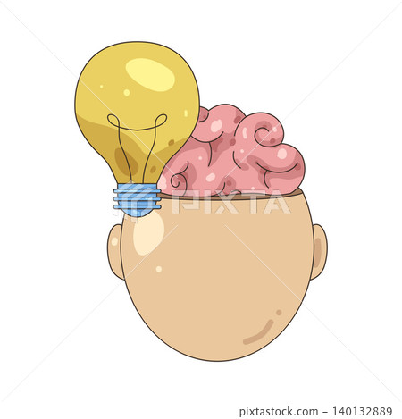 Illustration of lightbulb inside a brain Illustration of lightbulb inside a brain 140132889