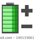 Positive and negative poles sign icon energy battery 140133661
