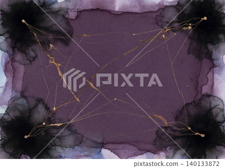 A cool background featuring ink bleeding and intersecting gold and bronze lines on dark purple Japanese paper. A cool background featuring ink bleeding and intersecting gold and bronze lines on dark purple Japanese paper. 140133872