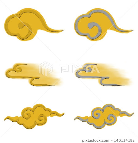 手繪雲朵_金邊/銀邊_金色套裝 140134192