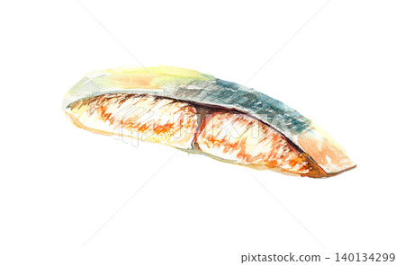 烤西班牙鯖魚水彩插圖 烤西班牙鯖魚水彩插圖 140134299