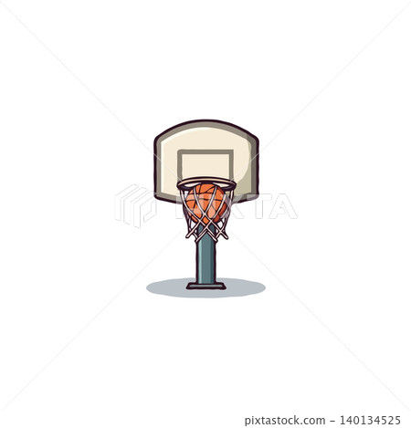 A simplistic illustration depicts a basketball falling through the net of a hoop, rendered in a stylized, cartoonish manner. The clean lines and flat design create a modern and engaging visual, A simplistic illustration depicts a basketball falling through the net of a hoop, rendered in a stylized, cartoonish manner. The clean lines and flat design create a modern and engaging visual, 140134525