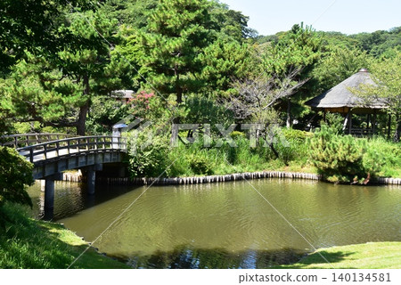 Yokohama City: Sankeien Garden - Large Pond, Walking Paths, and Gazebo Yokohama City: Sankeien Garden - Large Pond, Walking Paths, and Gazebo 140134581