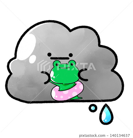 Fluffy rain clouds | Frog hugging a lifebuoy 140134637
