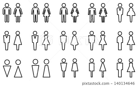 男女廁所圖示集，廁所符號圖示向量素材 140134646