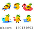 Cute Pineapple Character Summer Activities Clipart 140134693