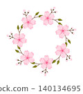 Pink Cherry Blossom Sparse Wreath Round Clipart 140134695