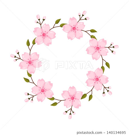 Pink Cherry Blossom Sparse Wreath Round Clipart Pink Cherry Blossom Sparse Wreath Round Clipart 140134695