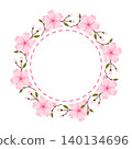Pink Cherry Blossom Wreath Dashed Circle Frame 140134696