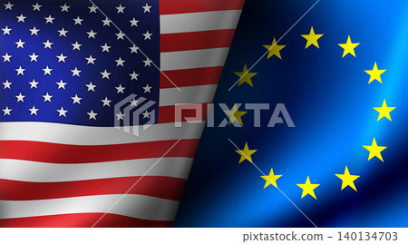 Illustrations depicting conflict between nations (politics, war, tension) / USA vs EU Illustrations depicting conflict between nations (politics, war, tension) / USA vs EU 140134703