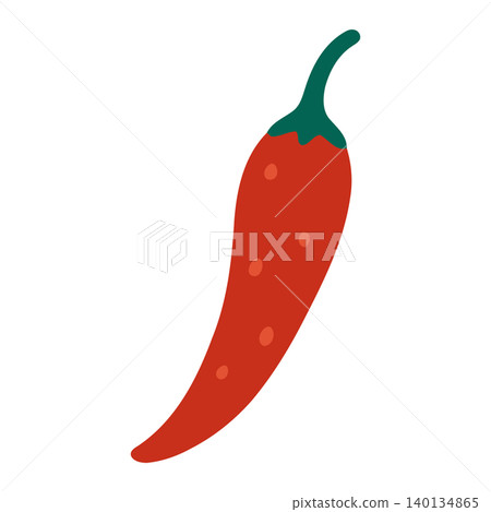 Red chili pepper in flat vector style for food illustration and packaging 140134865