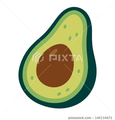 Avocado half in flat vector style for food packaging and branding Avocado half in flat vector style for food packaging and branding 140134872