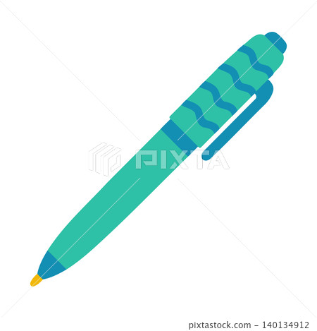 Teal pen with blue accents flat vector illustration for stationery and office supplies 140134912