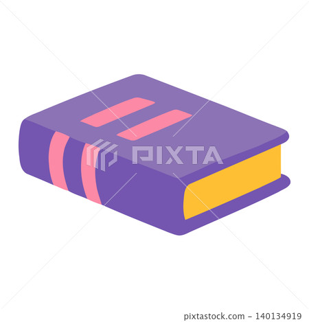 Purple book isometric illustration in flat modern style for education and publishing Purple book isometric illustration in flat modern style for education and publishing 140134919
