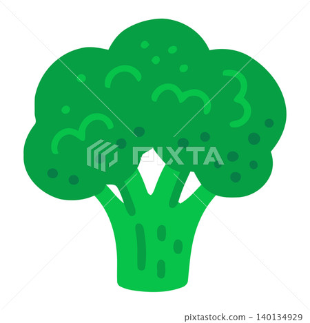 Green broccoli flat vector illustration for food packaging and branding Green broccoli flat vector illustration for food packaging and branding 140134929