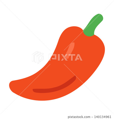 Red chili pepper in flat vector style for food illustration and packaging Red chili pepper in flat vector style for food illustration and packaging 140134961