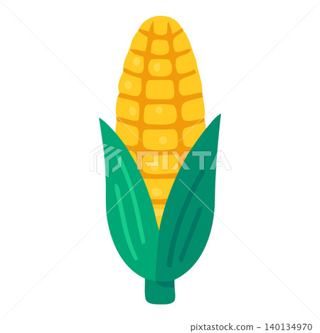 Yellow corn illustration in flat vector style for food packaging and branding Yellow corn illustration in flat vector style for food packaging and branding 140134970