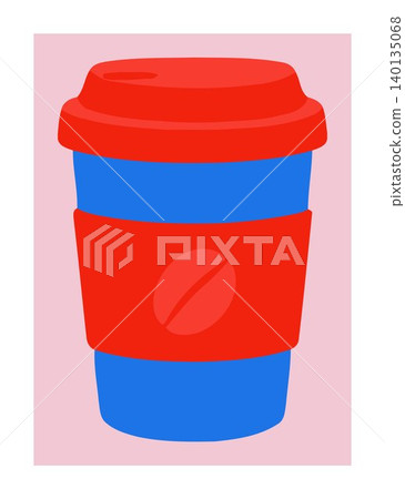 Coffee cup in flat vector style for cafe branding and packaging Coffee cup in flat vector style for cafe branding and packaging 140135068