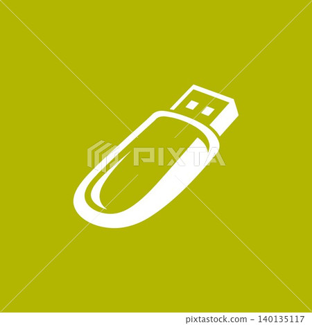 USB flash drive icon in white flat vector style for computer and technology USB flash drive icon in white flat vector style for computer and technology 140135117