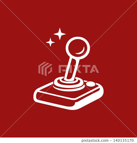 Arcade game joystick icon in white flat vector style on red background for gaming and entertainment Arcade game joystick icon in white flat vector style on red background for gaming and entertainment 140135170
