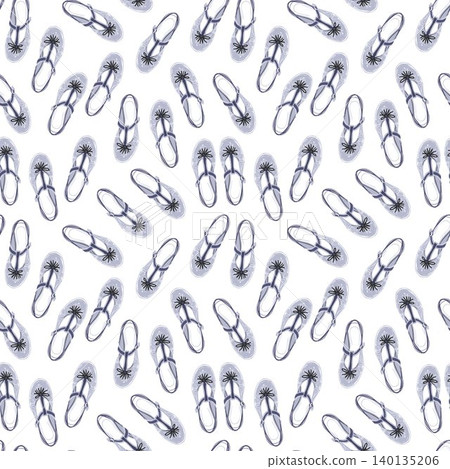 T-strap sandal tossed repeat pattern in line art style for textile print and fabric design T-strap sandal tossed repeat pattern in line art style for textile print and fabric design 140135206