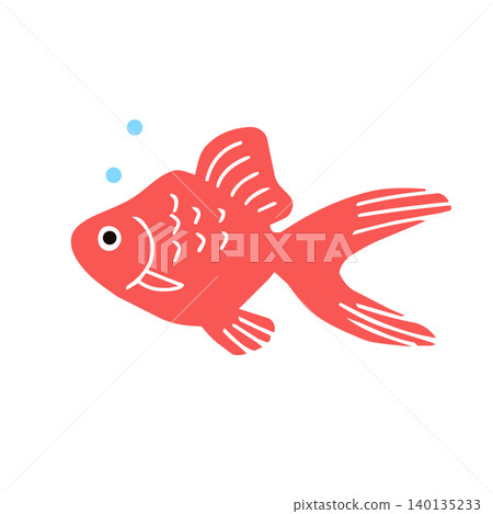 簡單、扁平、可愛的金魚插圖 簡單、扁平、可愛的金魚插圖 140135233