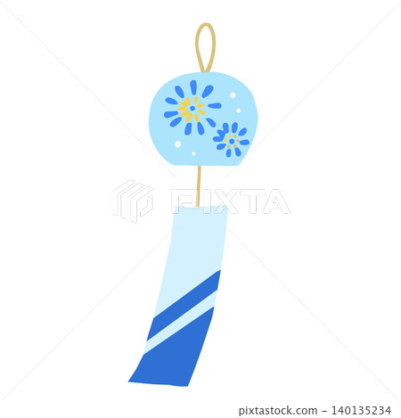 Simple, flat illustration of a wind chime; suitable for early summer, summer vacation, etc. Simple, flat illustration of a wind chime; suitable for early summer, summer vacation, etc. 140135234